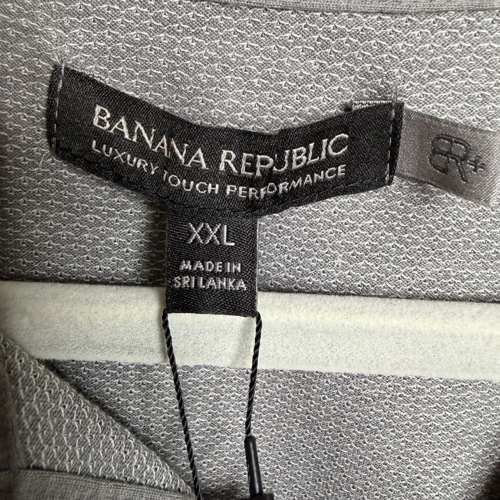 NWT Banana Republic‎ Luxury-Touch Performance Polo Shirt Gray Mens Sz XXL